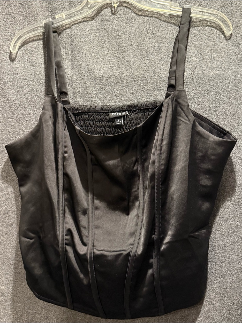 Torrid Satin Crop Corset Top Black 2X NWT Plus Size Cami